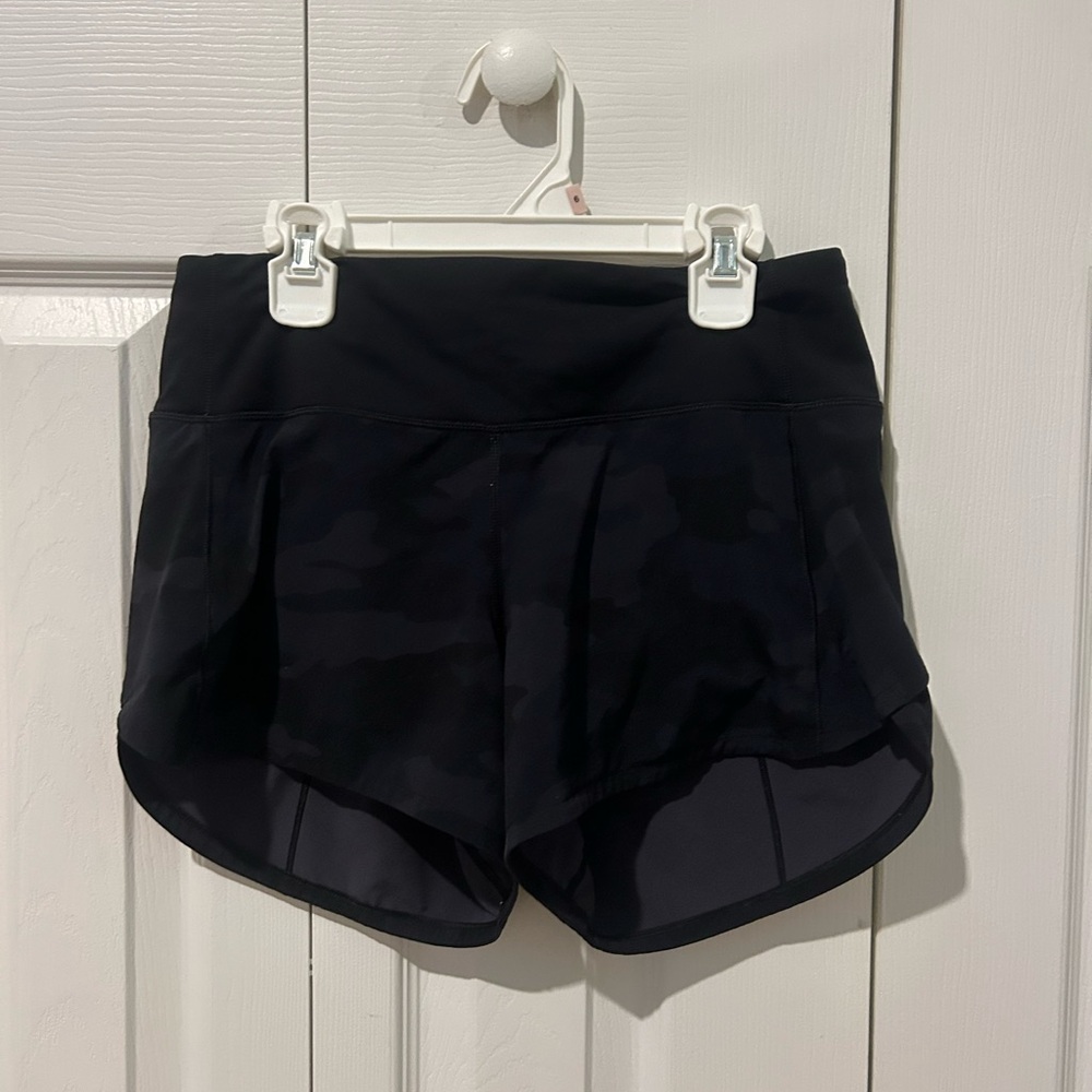 Lululemon Athletica Black Athletic Shorts with Curved Hem